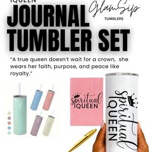 GlamSip "Spiritual Queen" Journal + 20oz Glossy Stainless Steel Tumbler Set